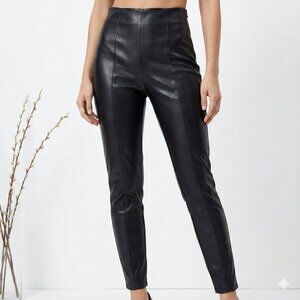 Zara High-Rise Faux Leather Leggings with Front Seams & Side Zip